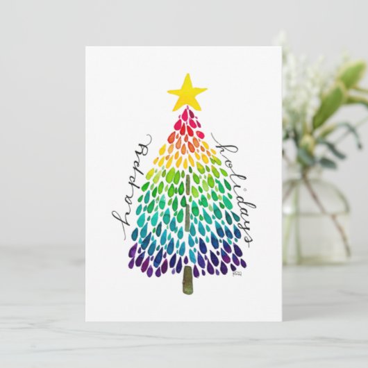 Carte Arbre de Noël Rainbow (Debout devant)
