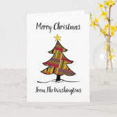 Carte Arbre de Noël Red Kente 5x7 (Fleur jaune)