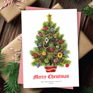 Carte Arbre de Noël rétro vacances non-Carte photo