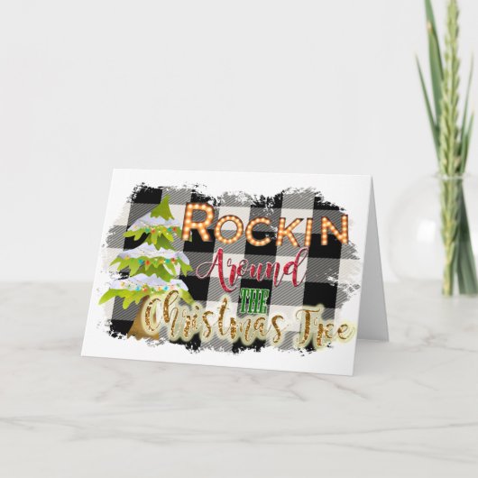 Carte Arbre de Noël Rockin Around The Christmas Blank à  (Devant)