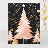 Carte Arbre de Noël rose (Fleur jaune)