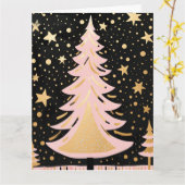 Carte Arbre de Noël rose (Fleur jaune)