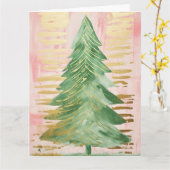 Carte Arbre de Noël rose (Fleur jaune)