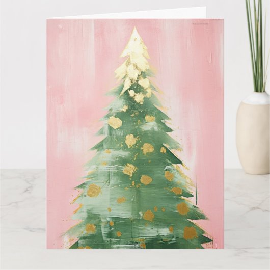 Carte Arbre de Noël rose (Devant)