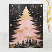 Carte Arbre de Noël rose (Fleur jaune)