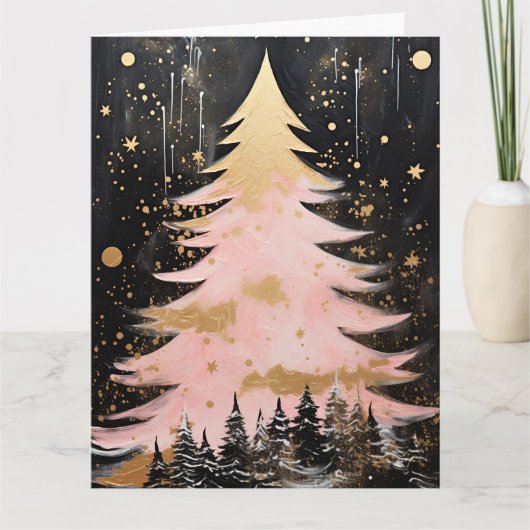 Carte Arbre de Noël rose (Devant)