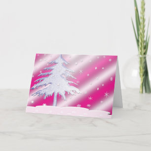 Carte Arbre de Noël rose et violet