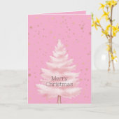 Carte Arbre de Noël rose flocons d'or (Fleur jaune)