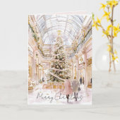 Carte Arbre de Noël Rose Pivoine Fenêtre (Fleur jaune)