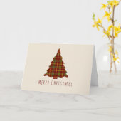 Carte Arbre de Noël rouge et vert plaid (Fleur jaune)