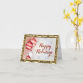 Carte Arbre de Noël rouge ornement avec bordure or (Fleur jaune)