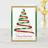 Carte Arbre de Noël Ruban Entreprise Logo Plié (Fleur jaune)