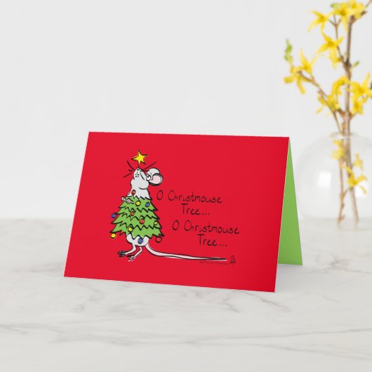 Carte Arbre de Noël Souris Drôle Enfants (Fleur jaune)