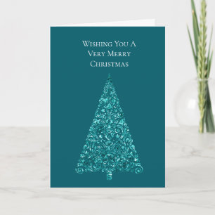 Carte Arbre de Noël turquoise Aqua Mint