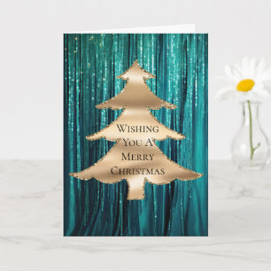 Carte Arbre de Noël turquoise Green Gold