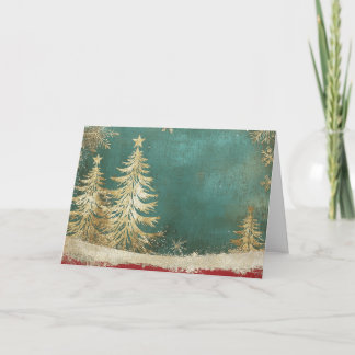 Carte Arbre de Noël Turquoise Green Gold
