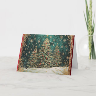 Carte Arbre de Noël Turquoise Green Gold
