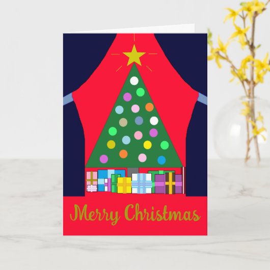 Carte Arbre de Noël vert avec Draps Bleus : (Fleur jaune)