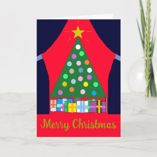Carte Arbre de Noël vert avec Draps Bleus :