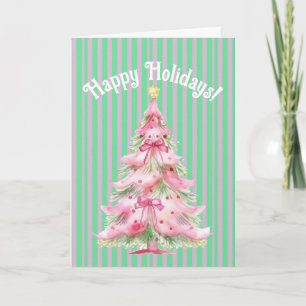 Carte Arbre de Noël vert rose doux personnalisé