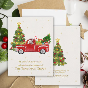 Carte Arbre de Noël Vintage Camion rouge Vacances d'affa
