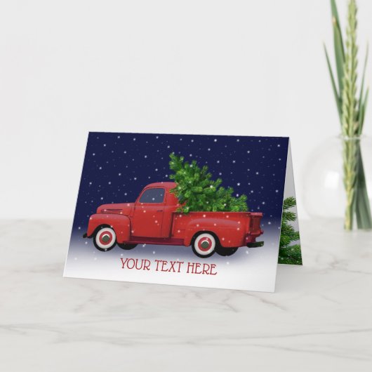 Carte Arbre de Noël Vintage Red Truck Hauts (Devant)