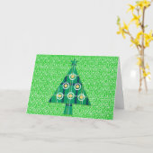 Carte Arbre de Noël vintage rétro (Fleur jaune)