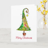Carte Arbre de Noël Whimsical (Fleur jaune)