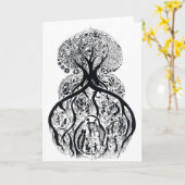 Carte ARBRE DE VIE - noir & blanc (Fleur jaune)