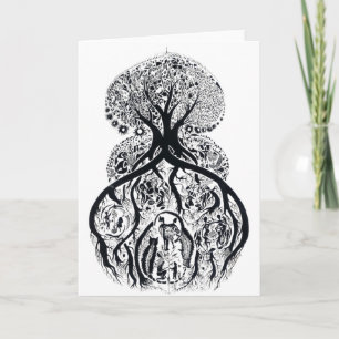 Carte ARBRE DE VIE - noir & blanc