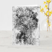 Carte Arbre De Vie - Spirales Feuille Grunge Style 1 (Fleur jaune)