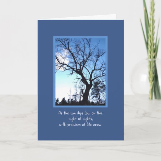 Carte Arbre d'hiver nu sur solstice d'hiver foncé (Devant)