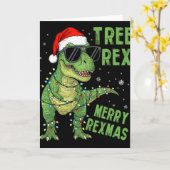 Carte Arbre drôle Rex Noël Dinosaure Chapeau de Père Noë (Fleur jaune)
