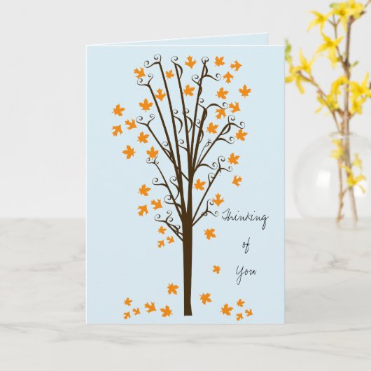 Carte Arbre Feuille bleu orange (Fleur jaune)