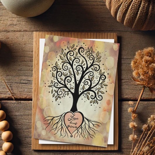 Carte Arbre Inspirant et Joli "L'amour vit à jamais"