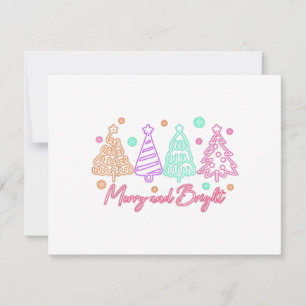 Carte Arbre néon de Noël Merry and Bright