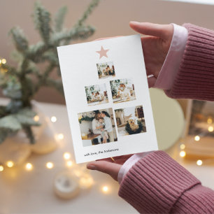 Carte Arbre photo de Noël  Pastel Pink   Joyeux Fêtes