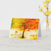 Carte Arbre qui tombe et vélo (Fleur jaune)
