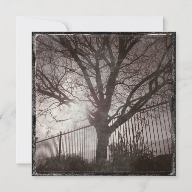 Carte Arbre Rustique Perdu Silhouette Grunge (Devant)