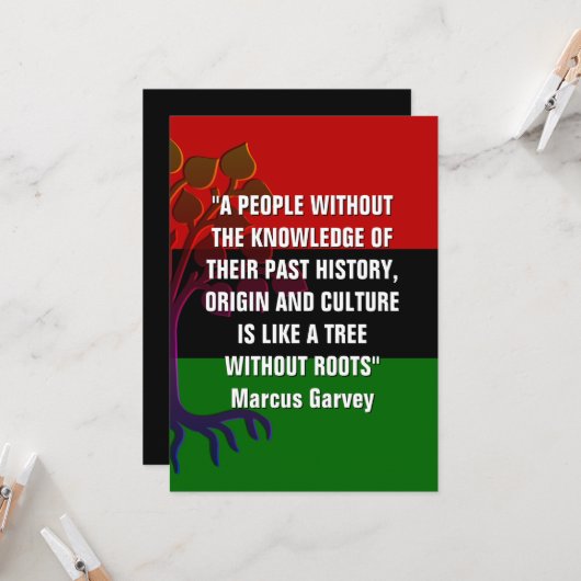 Carte ARBRE SANS RACINE Marcus Garvey Histoire noire (Devant/Arrière en situation)