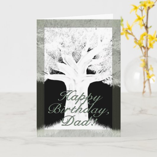 Carte Arbre Silhouette-Anniversaire (Fleur jaune)