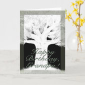 Carte Arbre Silhouette-Anniversaire (Fleur jaune)