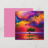 Carte Arbre solitaire dans l'eau ciel coloré (Devant / Derrière)