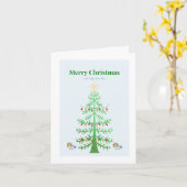 Carte Arbre vert de fête avec lumières de vacances (Fleur jaune)
