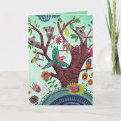 Carte Arbre vert tropical avec animaux koala anniversair (Devant)