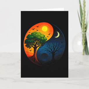 Carte Arbre Yin Yang - Symbole bouddhiste de méditation