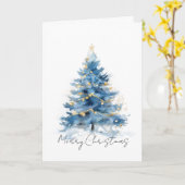 Carte Arbres de Noël Blanc Bleu Or (Fleur jaune)