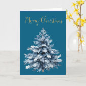 Carte Arbres de Noël bleu blanc (Fleur jaune)
