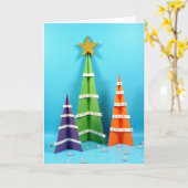 Carte Arbres de Noël Colorés (Fleur jaune)