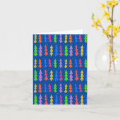 Carte Arbres de Noël colorés en bleu (Fleur jaune)